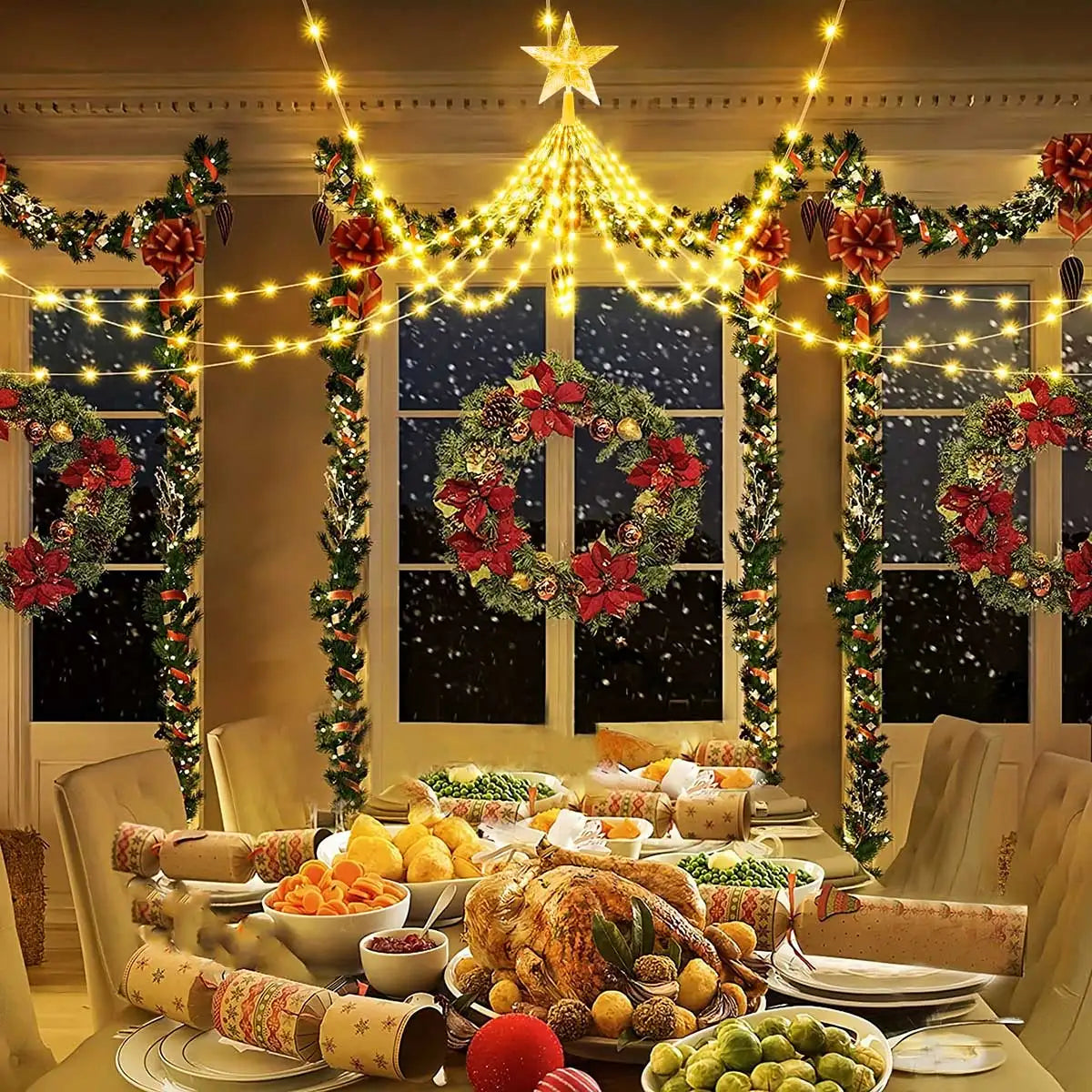 SolarCascade™ - Cascada de luces navideña LED