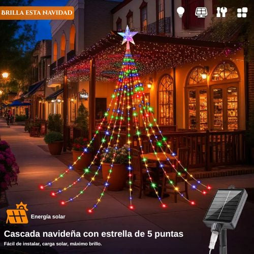 SolarCascade™ - Cascada de luces navideña LED